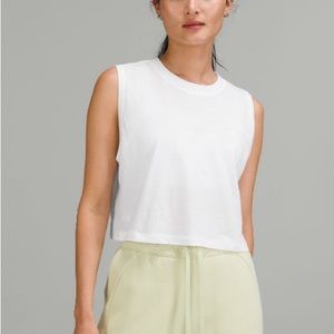 LULULEMON All Yours Cropped Cotton Tank Top in white